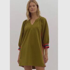 Olive Green designer inspired Textured Dress